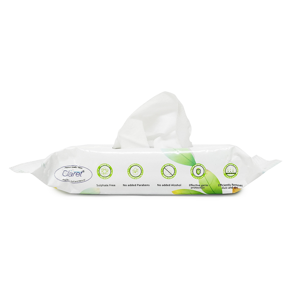 Non Woven Fabric Claret Multipurpose Aleovera Wet Wipes (Skin & Object Cleaning) 50 Pcs