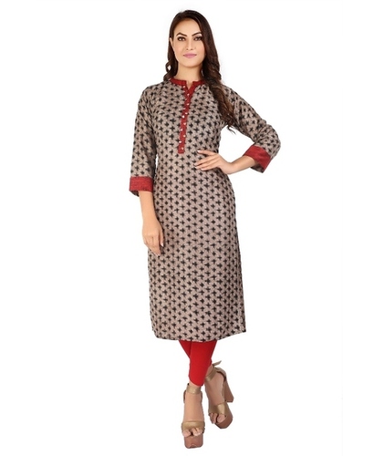 Rayon Printed Kurti - 46 Inches Length, Multi-Color, Sizes M to 2XL | Breathable, Plus Size, Washable, Handwork Detailing, Suitable for All Seasons