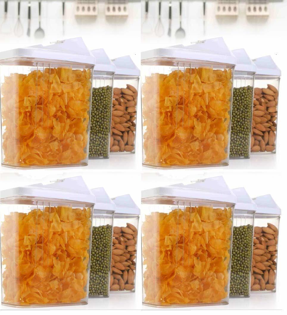 Clear 1500 Ml Easy Flow Plastic Kitchen Storage Jars & Container Set, Transparent Set Of 12