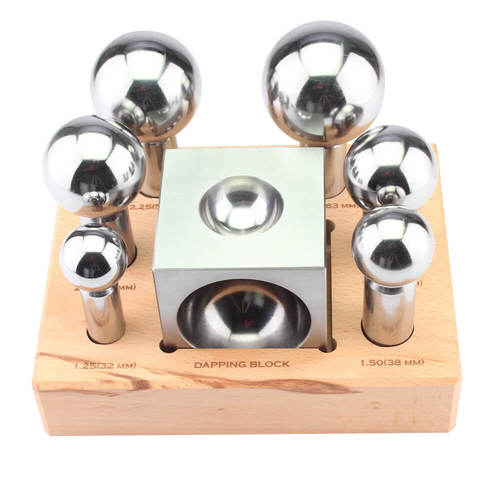 3" square dapping block & 6 dapping punch set w/stand