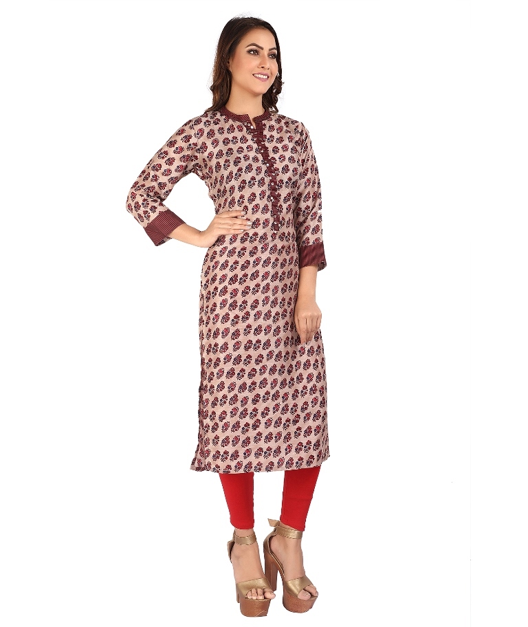 Rayon Printed Kurti - 14 Kg Heavy Fabric, Length 46 Inches | Trendy Multi-color, Breathable And Washable For Daily And Ethnic Wear