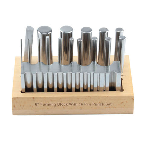 Silver 6" Bending Block & 16 Punch Set W/Stand
