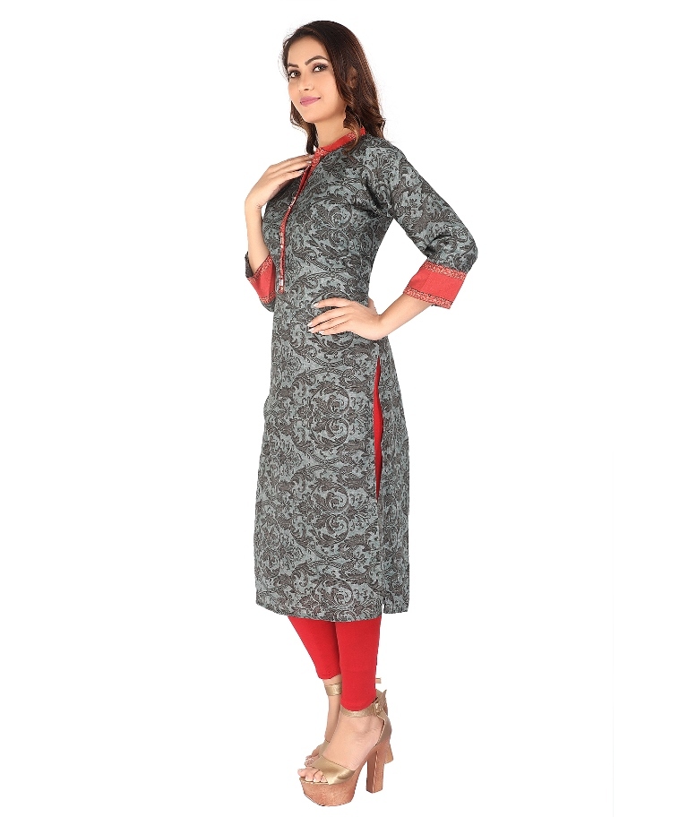 Rayon Printed Kurti - Rayon 14 Kg Heavy, 46 Inches Length, Size M To 2xl | Multi Color, Breathable, Washable, 3/4 Sleeve, Trendy Style