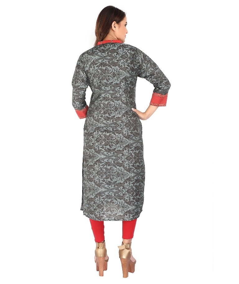 Rayon Printed Kurti - Rayon 14 Kg Heavy, 46 Inches Length, Size M To 2xl | Multi Color, Breathable, Washable, 3/4 Sleeve, Trendy Style