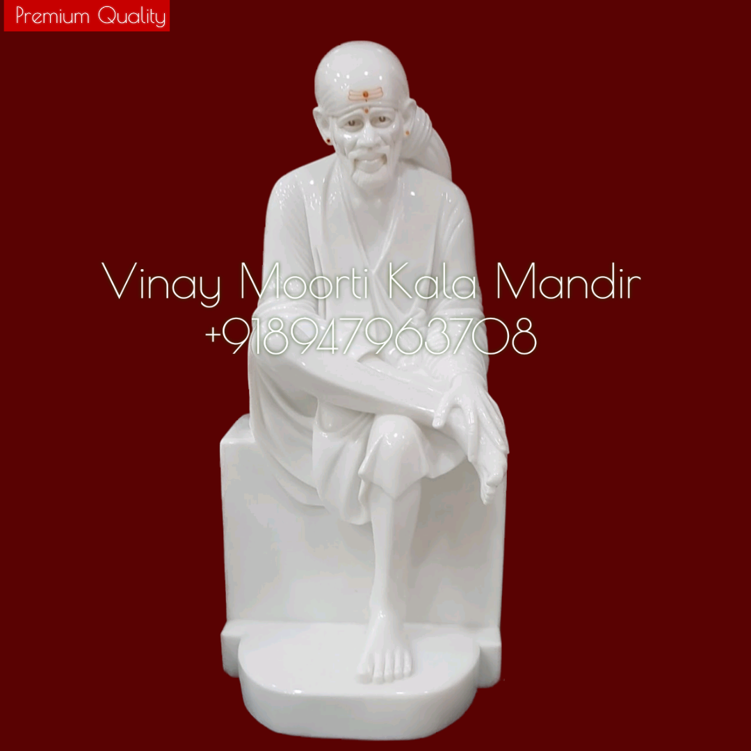 Marble Sai Baba Statue - Pure White Marble, Multicolor, Glossy Finish | Handmade, Durable, Easy To Clean, Religious Theme, 1-6 Foot Size