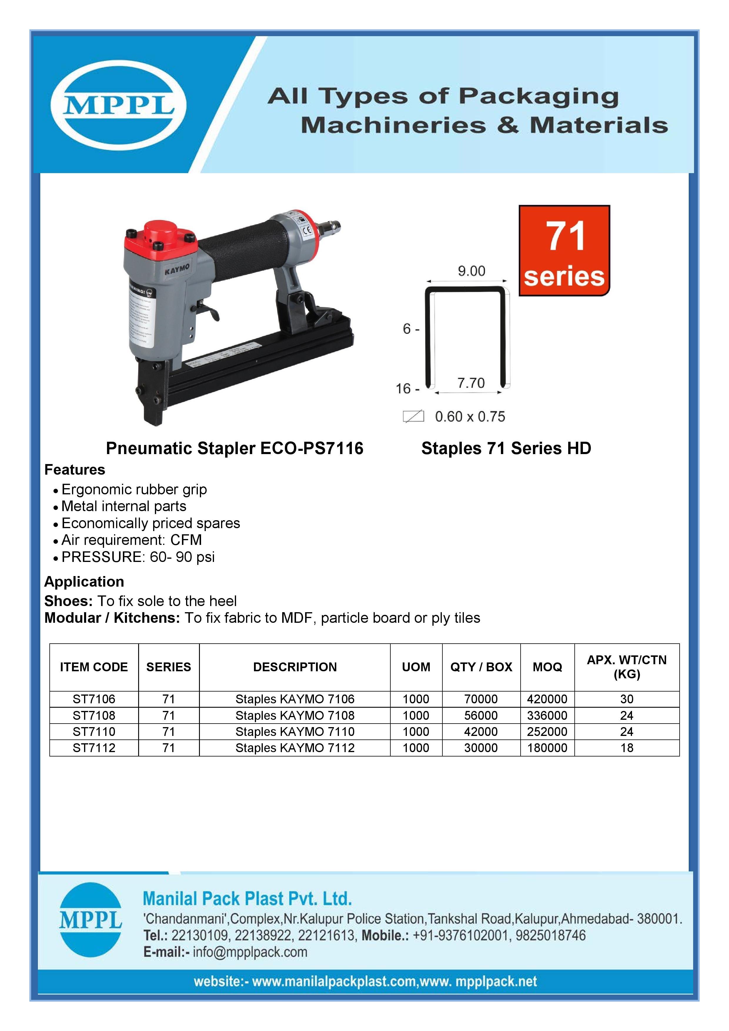 Pneumatic Stapler Eco-ps7116