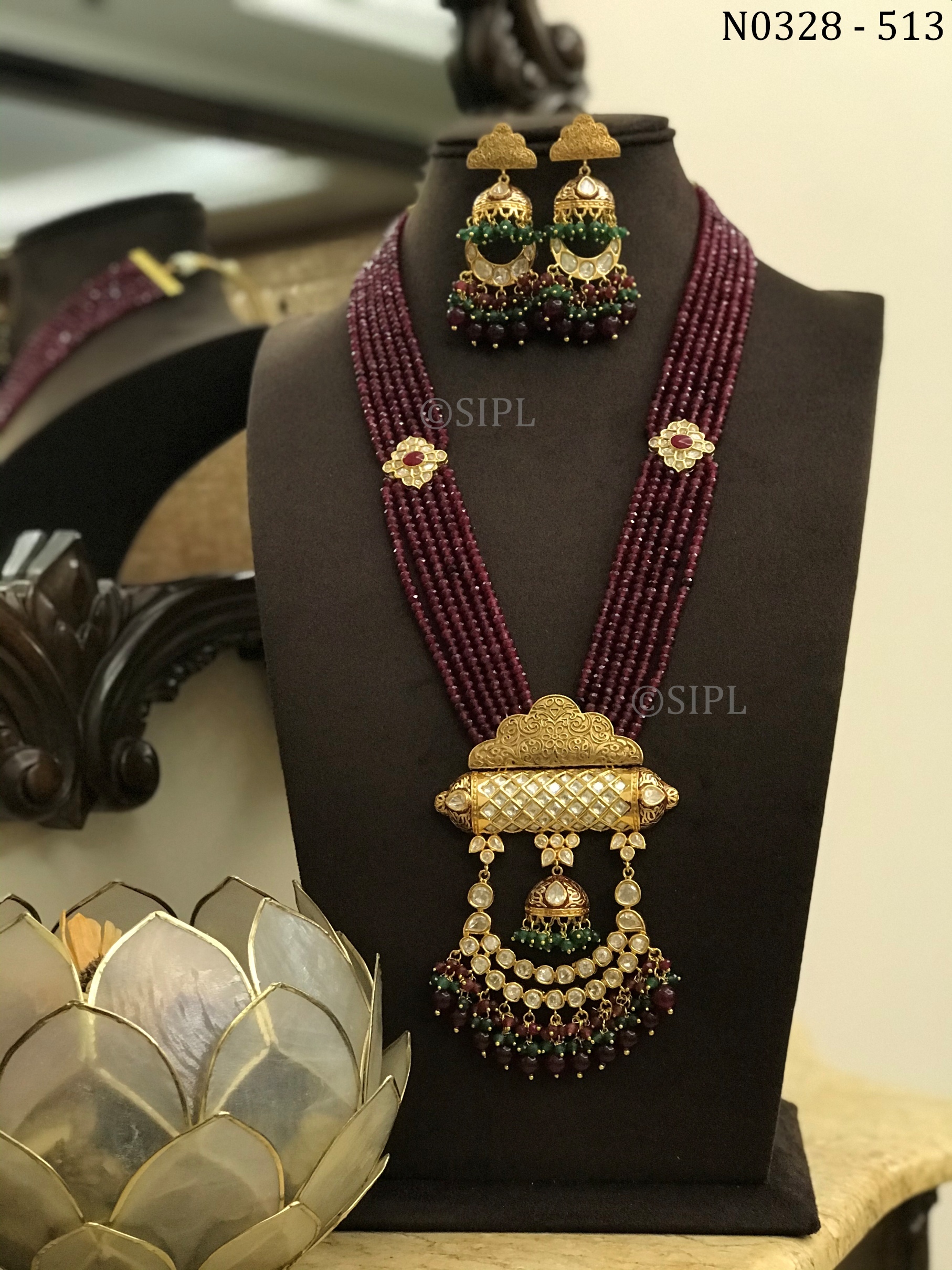 Amazing High Quality Kundan Necklace Set Drop Earrings