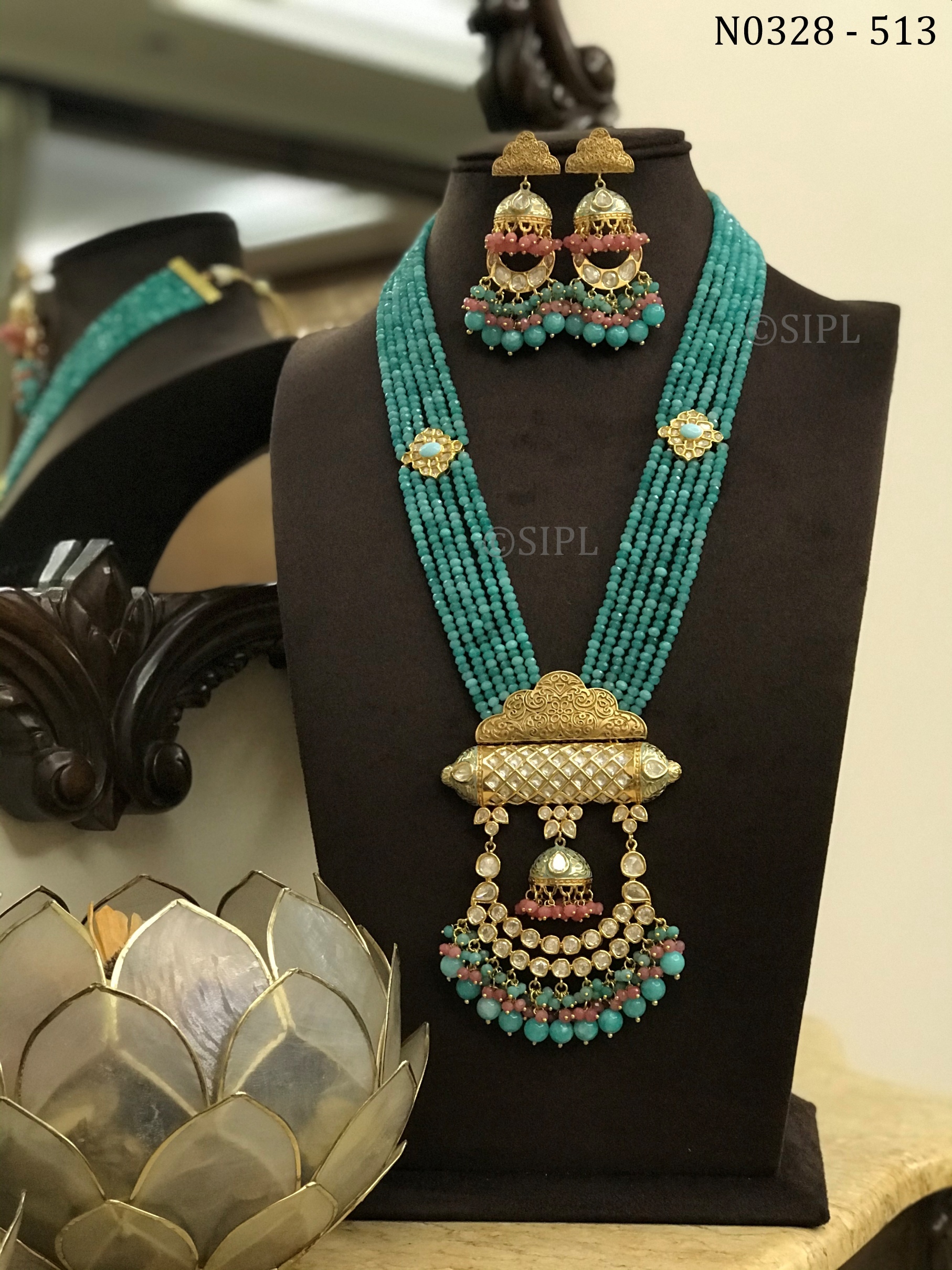 Amazing High Quality Kundan Necklace Set Drop Earrings