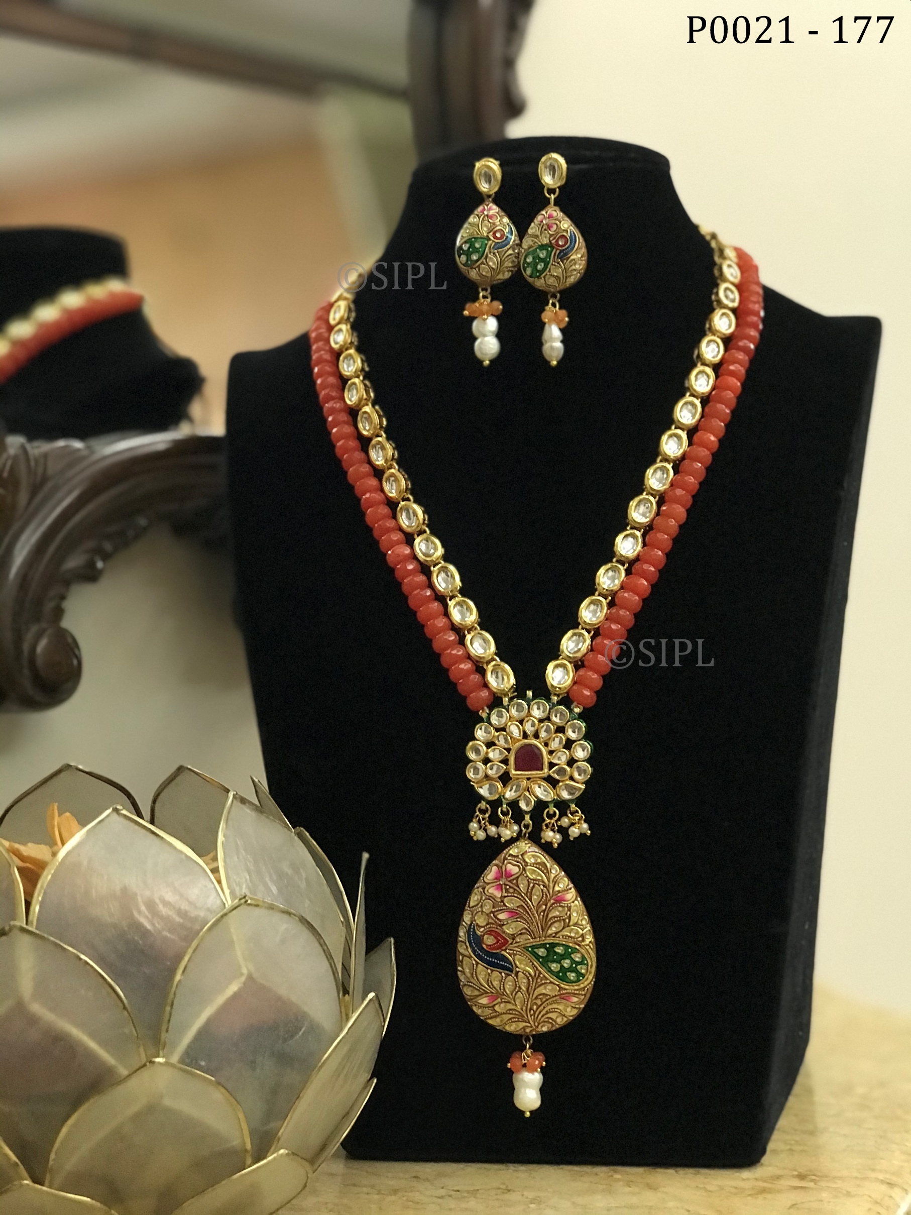 Tanjore Painted Designer Pendant Set Drop Earrings