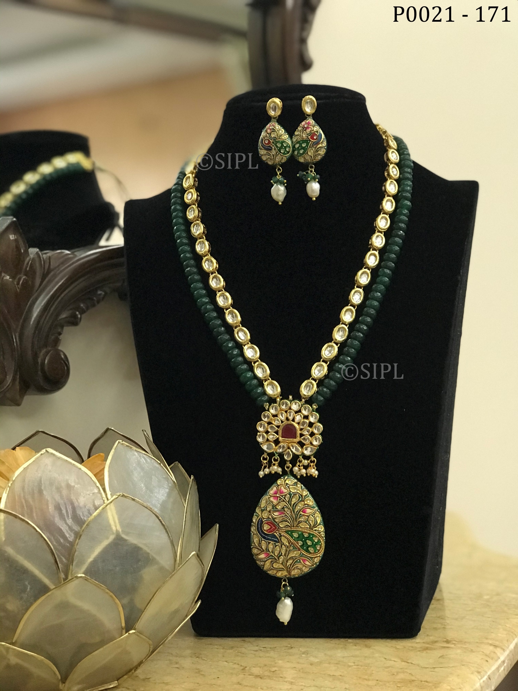 Tanjore Painted Designer Pendant Set Drop Earrings