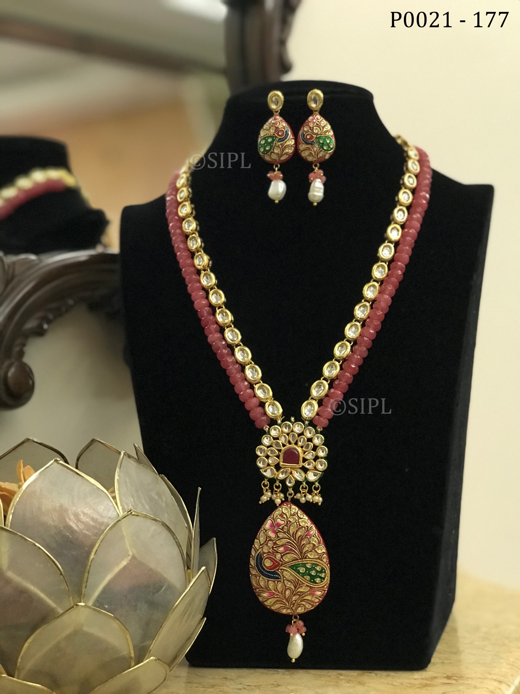 Tanjore Painted Designer Pendant Set Drop Earrings