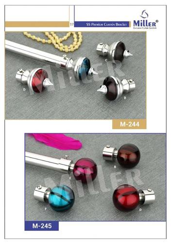 Round Fancy SS Curtain Bracket - Stainless Steel, Standard Size | Glossy Finish, Available in Red, Blue, Brown Colors