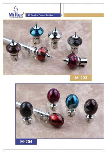 SS Fancy Curtain Bracket - Stainless Steel & Plastic, Varied Size, Glossy Finish, Multiple Color Options: Red, Blue, Black, Acrylic Elements