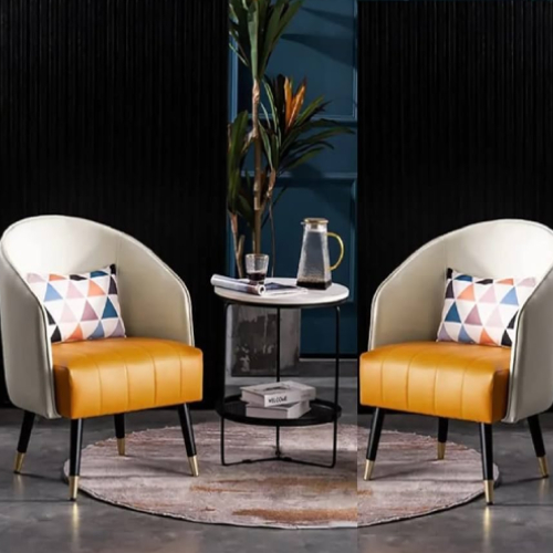 ऑफिस और डाइनिंग रूम के लिए टैन ब्राउन लेदर रिलैक्सिंग बैकरेस्ट चेयर