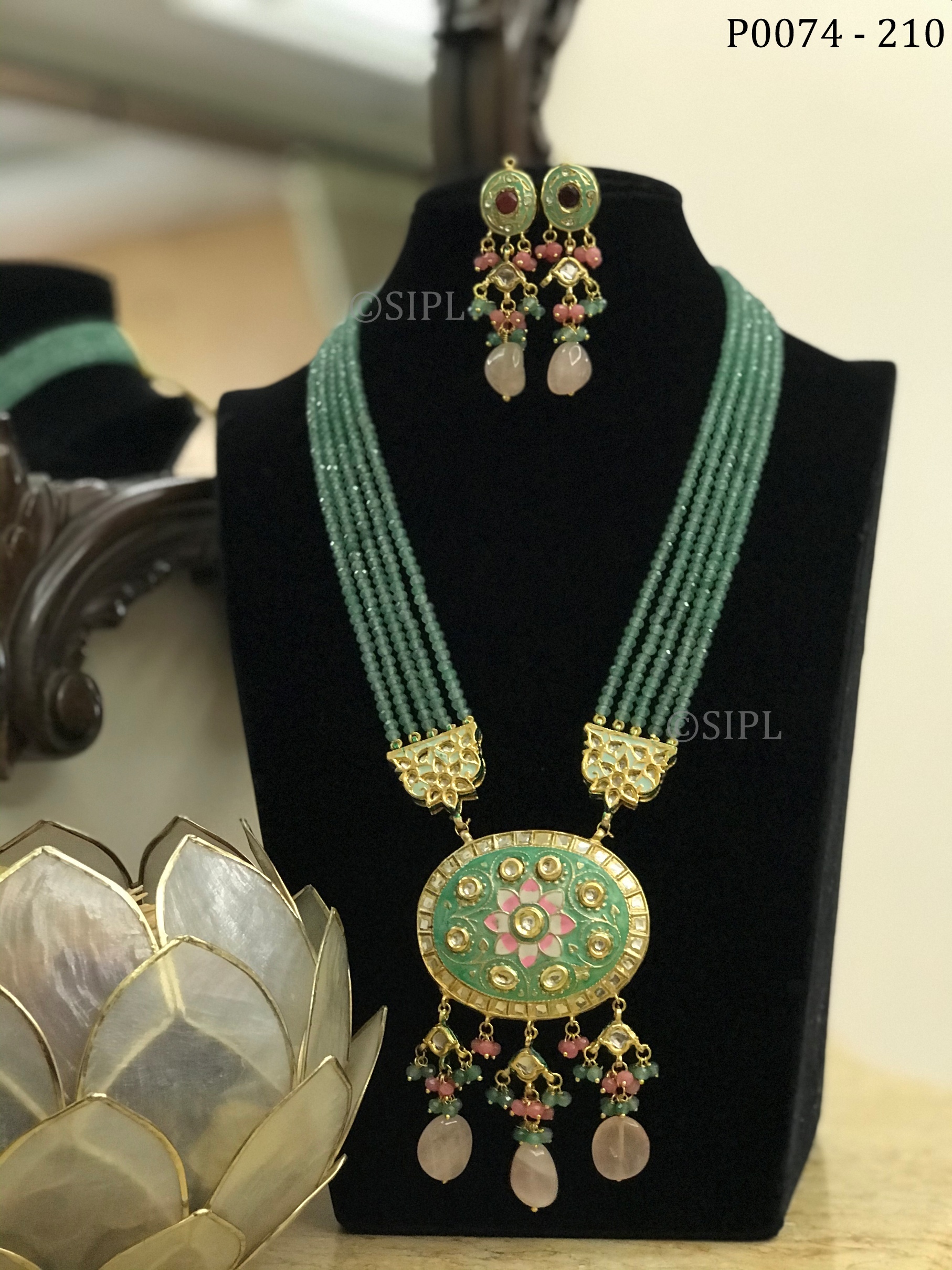 Beautiful Tanjore Style Pendant Set Dangle Earrings
