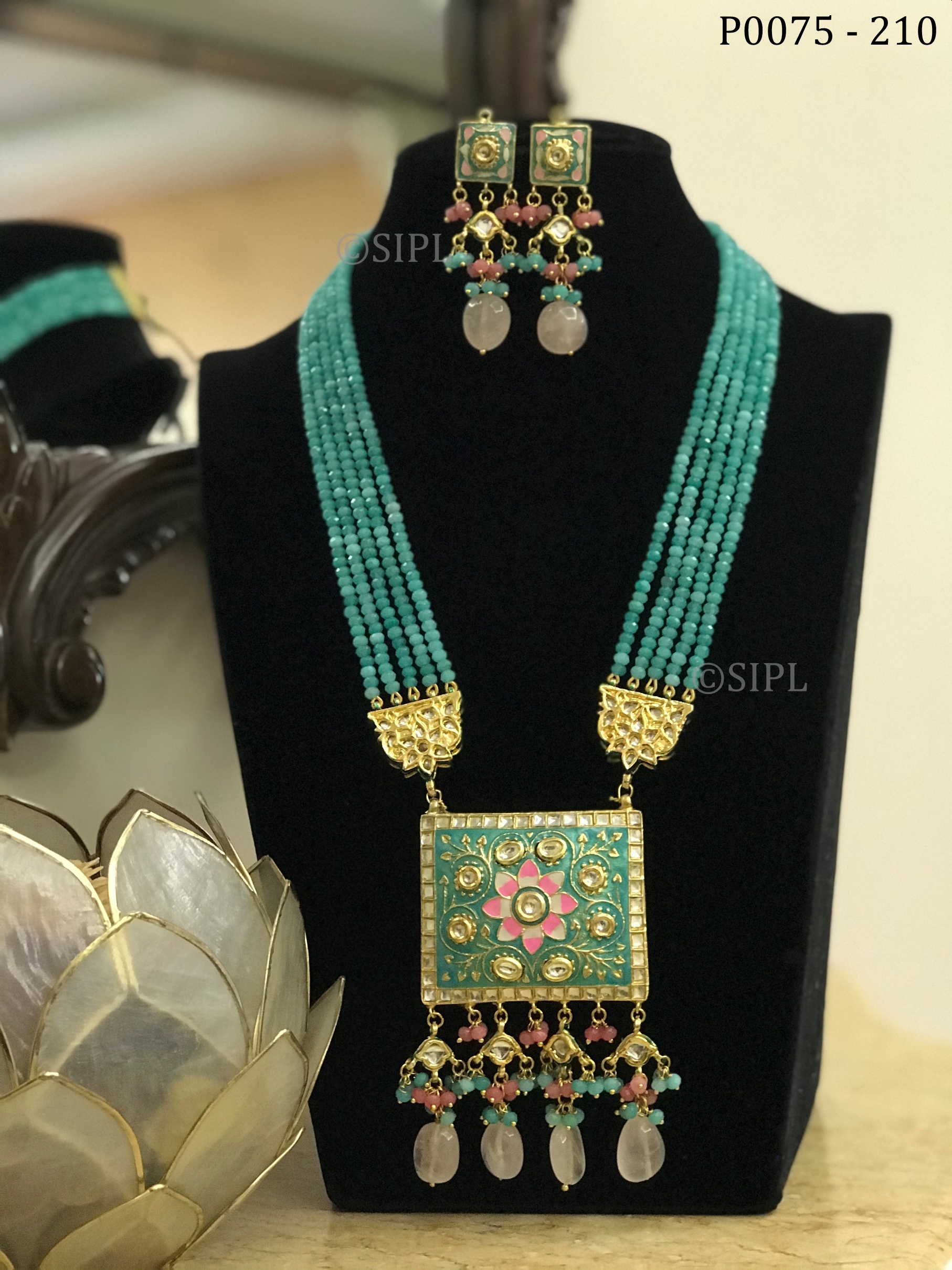 Amazing Tanjore Design Pendant Set Dangle Earrings