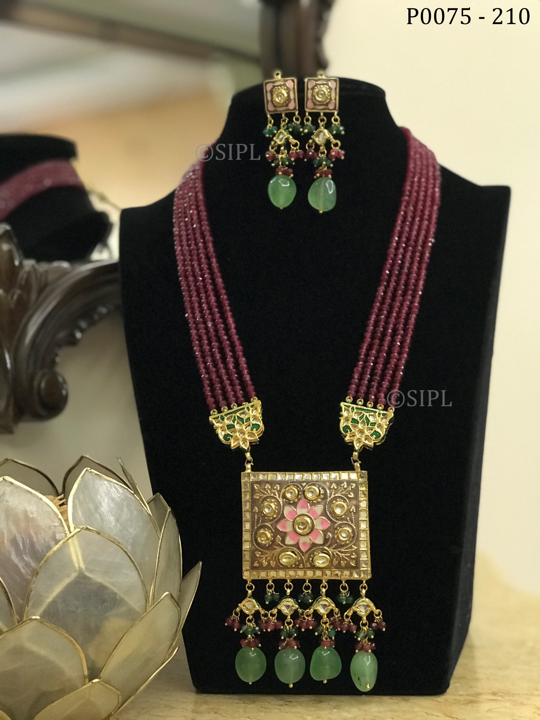 Amazing Tanjore Design Pendant Set Dangle Earrings