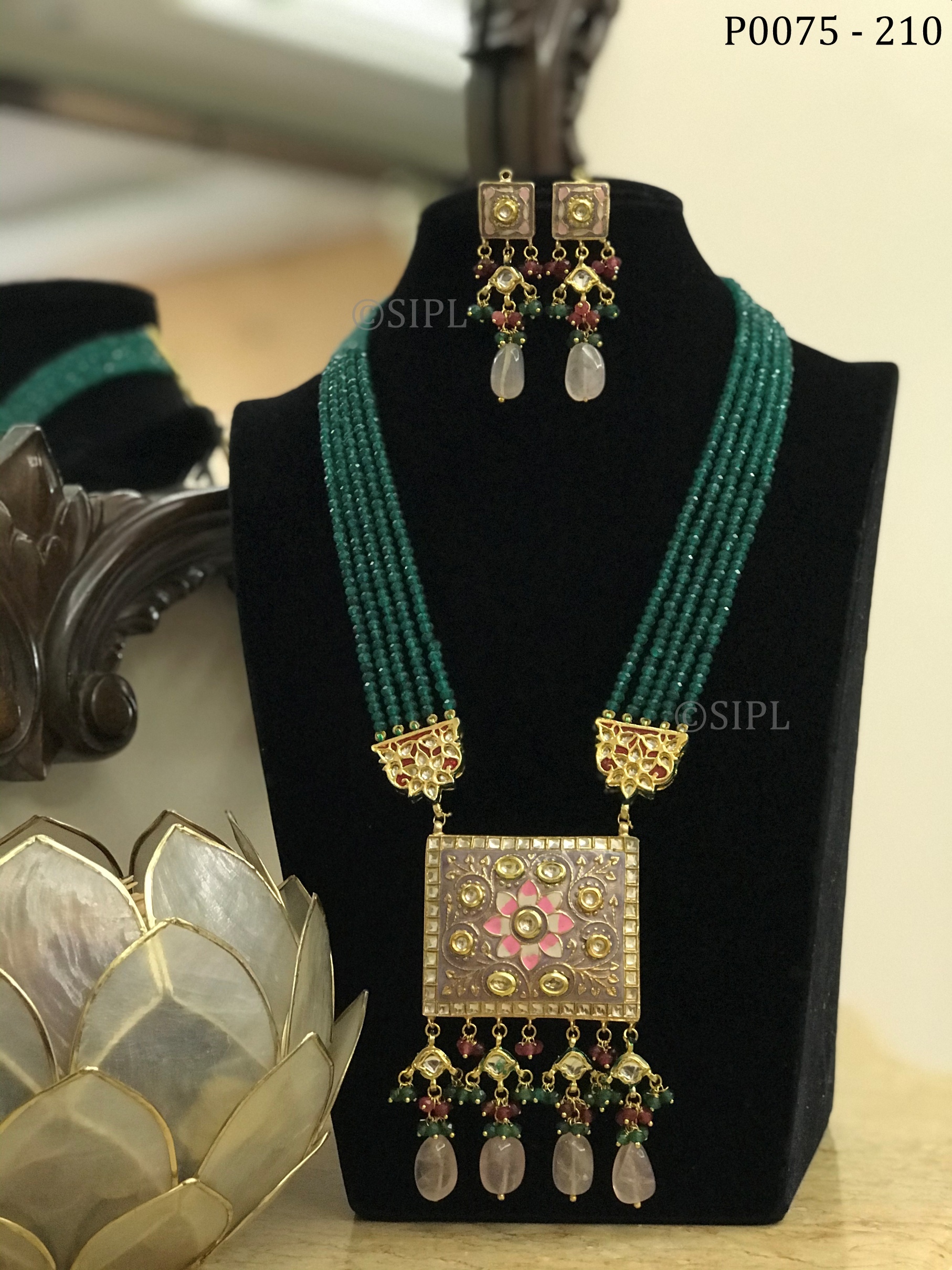 Amazing Tanjore Design Pendant Set Dangle Earrings