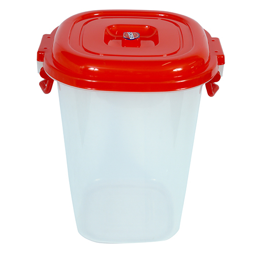 Transparent Square Kitchen Storage Container - 18 Ltr Capacity, Multi-Color Options in Green, Blue & Red, Glossy PP Material
