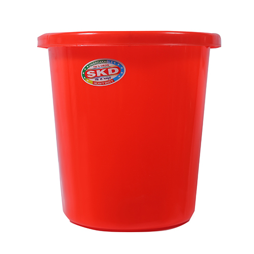 Plastic Garbage DustBin - Plastic PP Material, Round Shape, Open Top Design, Vibrant Red Color for Home, Office, Hospital Use