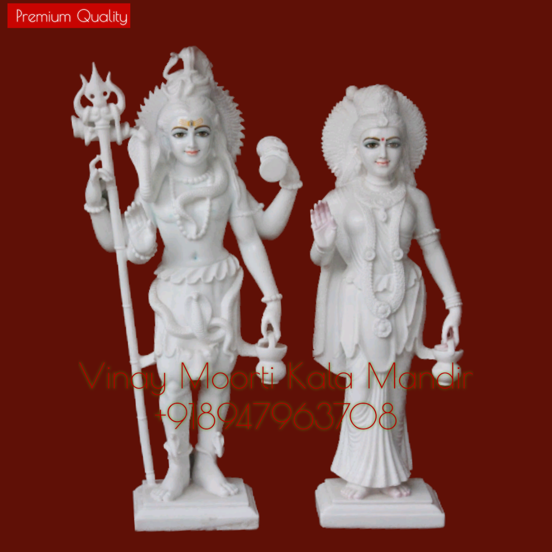 Carving Marble Shiv Parvati Statue