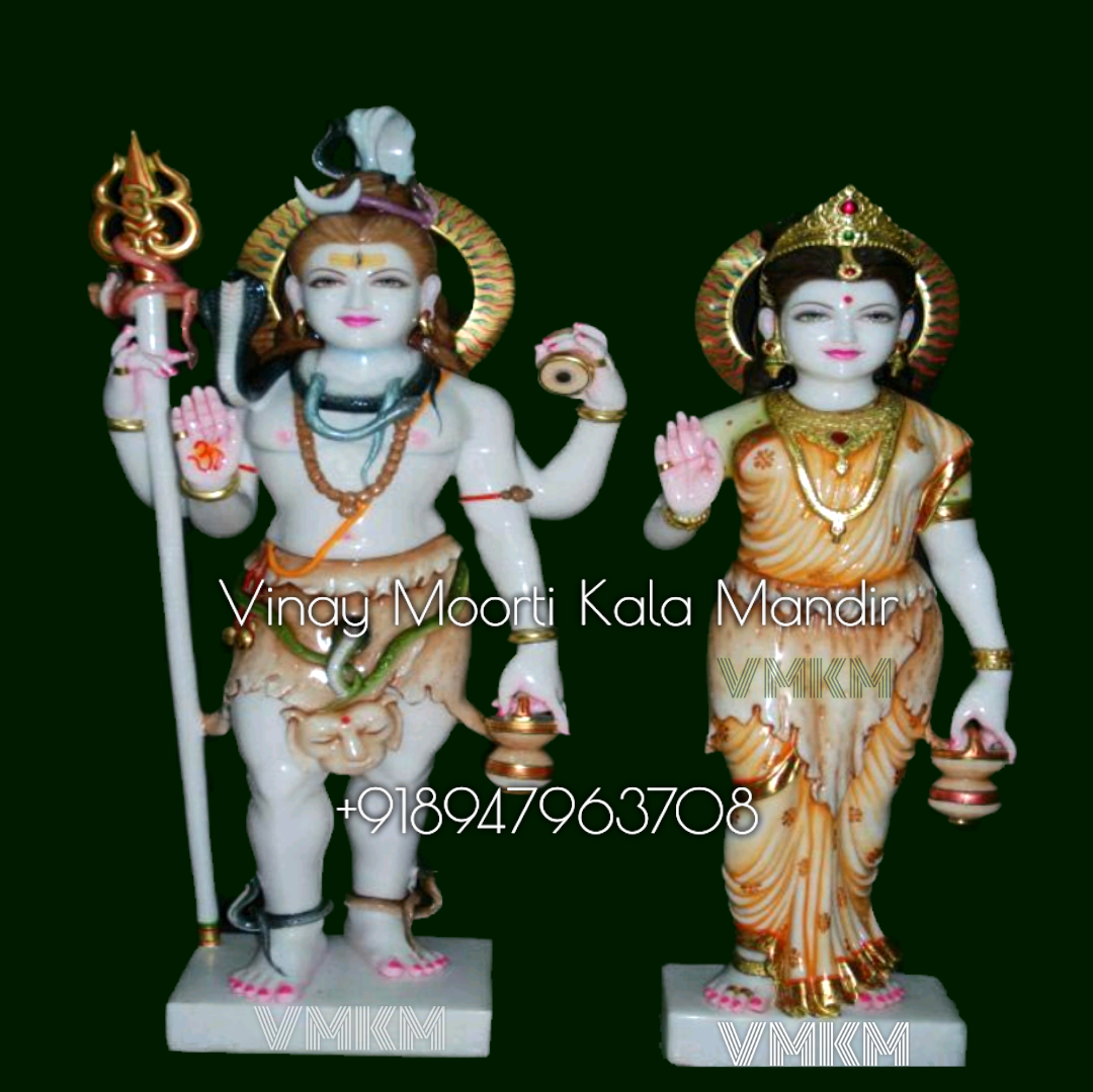 Carving Marble Shiv Parvati Statue
