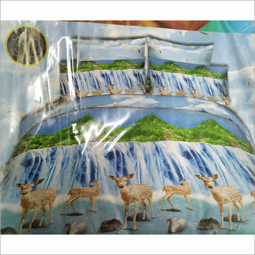 ब्लू डिज़ाइनर प्रिंट बेड कवर