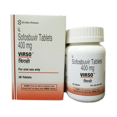 VIRSO SOFOSBUVIR 400MG TABLETS - Prescription Medication for Hepatitis C Treatment | Pack of 28 Tablets, Manufactured by Strides Shasun