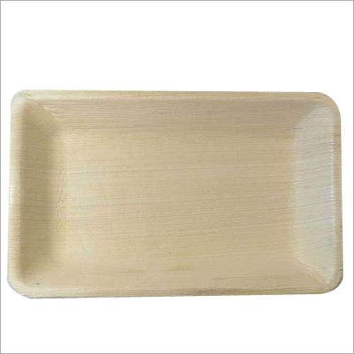 9x6 Inch Rectangle Areca Leaf Plate - Areca Leaf Material, Light Brown Color, Disposable & Lightweight | Ideal for Commercial & Household Use