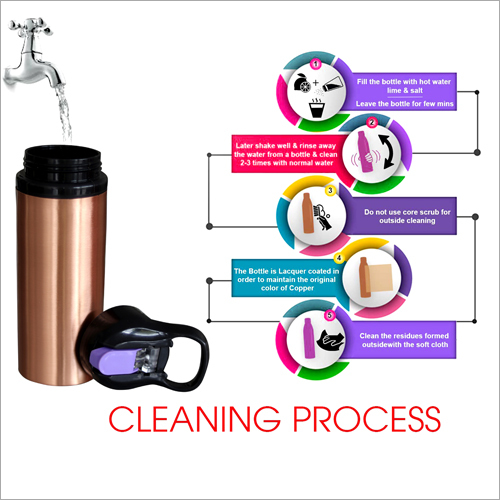Copper Leak Proof Water Bottle - 500 Ml | Copper Material, Natural Alkaline Water, Anti-bacterial, Improves Ph Balance