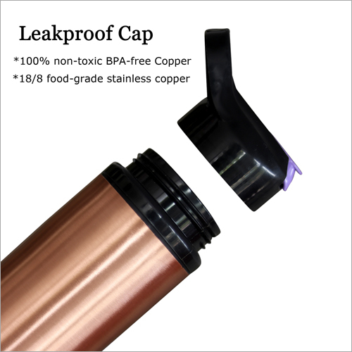 Copper Leak Proof Water Bottle - 500 Ml | Copper Material, Natural Alkaline Water, Anti-bacterial, Improves Ph Balance