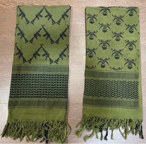 Olive Drab Peru Craneo Espada Gun Rifle Pistola Shemagh Bufanda Scarf
