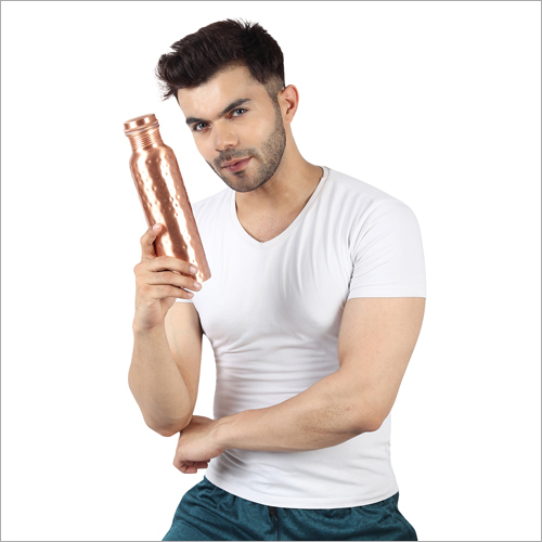Copper Hammered Water Bottle - 900 Ml | Crafted From Quality Copper Ideal For Residential & Commercial Use