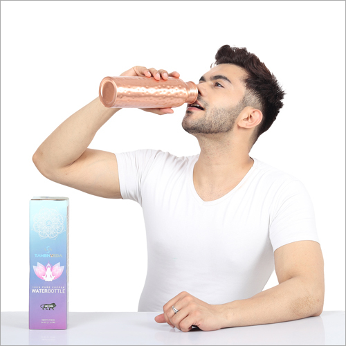 Copper Hammered Water Bottle - 900 Ml | Crafted From Quality Copper Ideal For Residential & Commercial Use