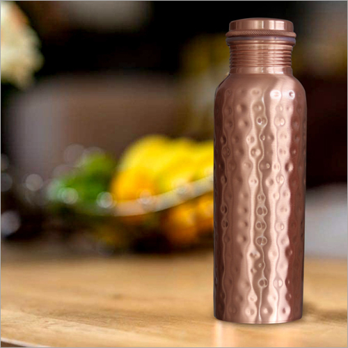 Copper Hammered Water Bottle - 900 Ml | Crafted From Quality Copper Ideal For Residential & Commercial Use