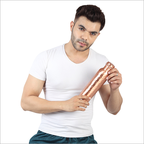 Copper Hammered Water Bottle - 900 Ml | Crafted From Quality Copper Ideal For Residential & Commercial Use