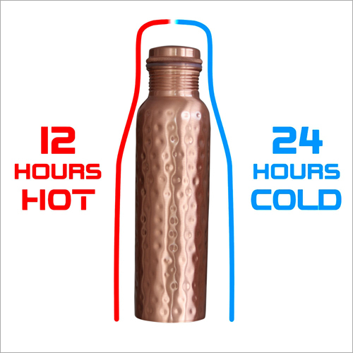 Copper Hammered Water Bottle - 900 Ml | Crafted From Quality Copper Ideal For Residential & Commercial Use