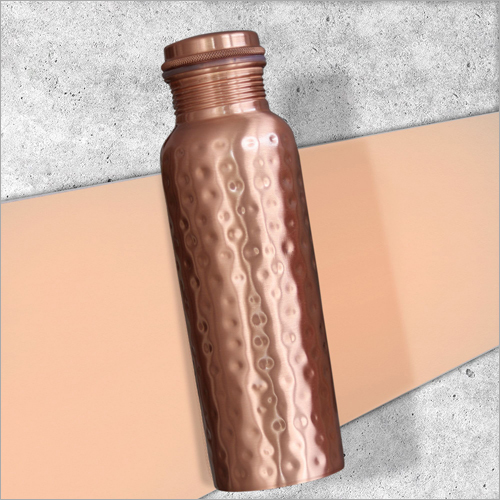 Copper Hammered Water Bottle - 900 Ml | Crafted From Quality Copper Ideal For Residential & Commercial Use