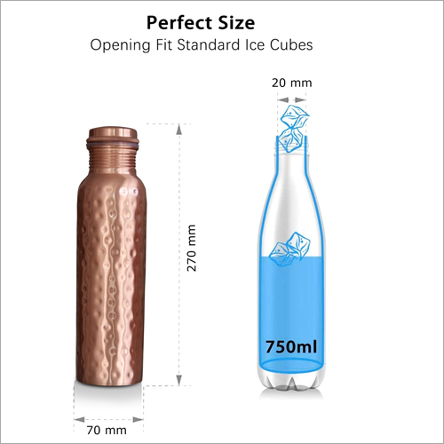 Copper Hammered Water Bottle - 900 Ml | Crafted From Quality Copper Ideal For Residential & Commercial Use