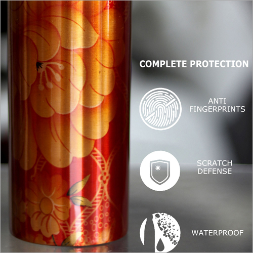 Floral Printed  Copper Bottle Size: 500 Ml