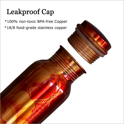 Floral Printed  Copper Bottle Size: 500 Ml