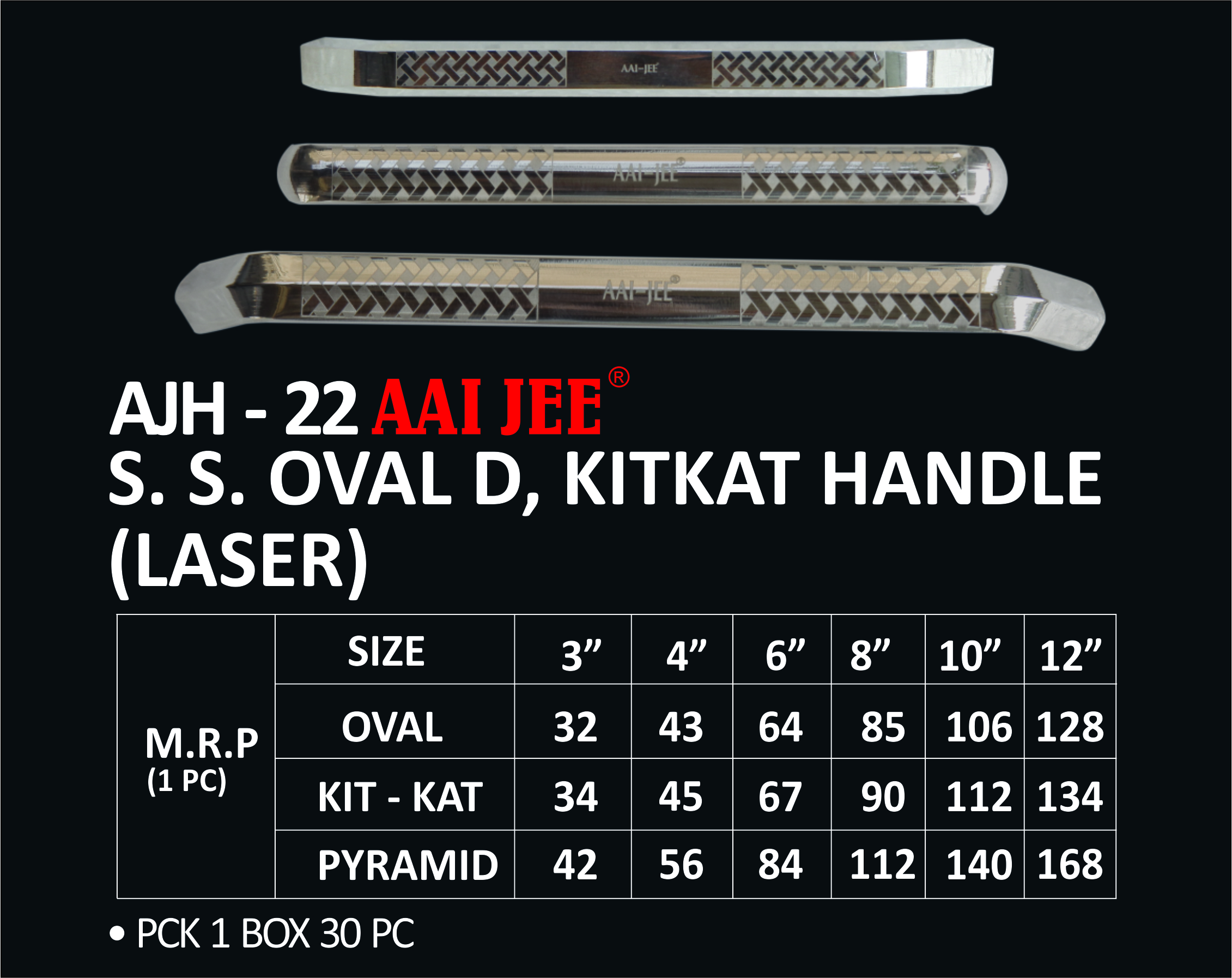 S.s. Cabinet Handle - Stainless Steel, 3" To 12" Length, Oval & Kitkat Shapes | Laser Finish, Durable Furniture Hardware Design