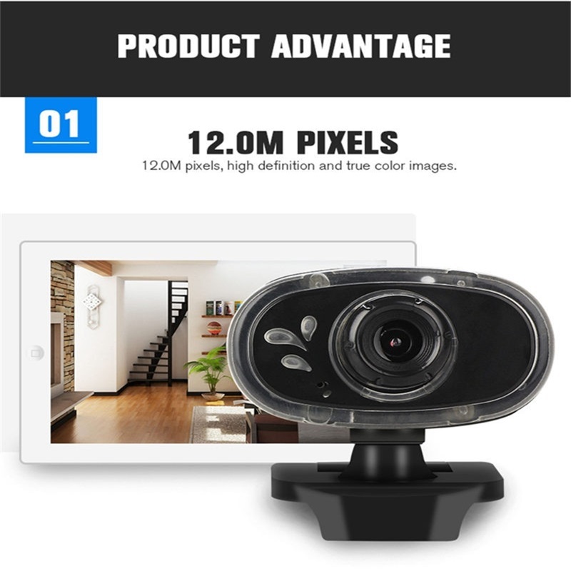 Built-in Sound Absorption Microphone Hd Webcam 12m Pixels 360 Degree Rotation Computer Web Camera A881