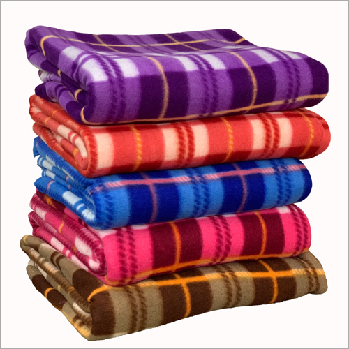 400 Gm W Check Polar Blanket - Full Size, Available in Various Colors | Printed Design Suitable for Adults, Babies, and Children, Ideal for Home & Hotel