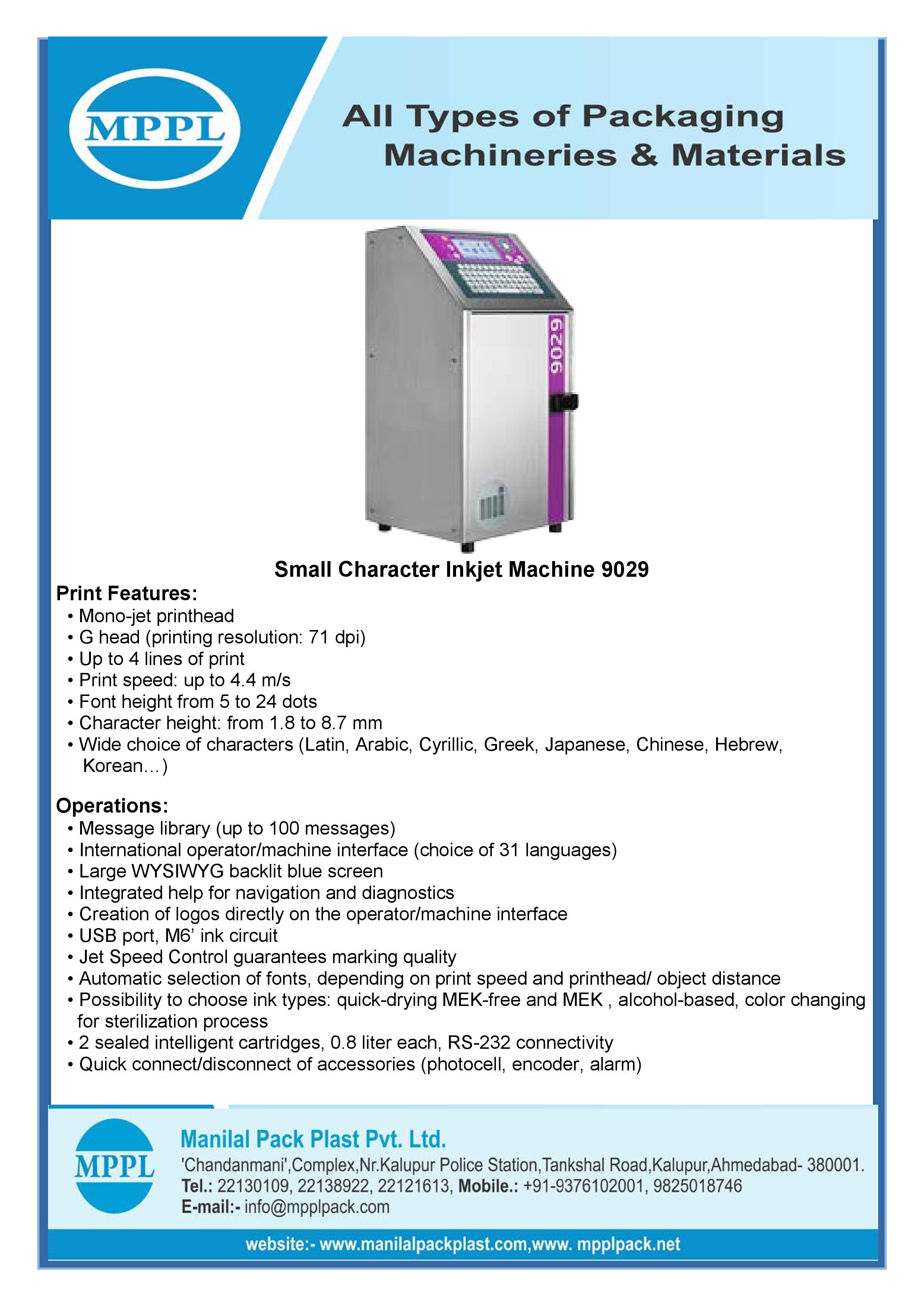 Automatic Small Character Inkjet Machine 9029