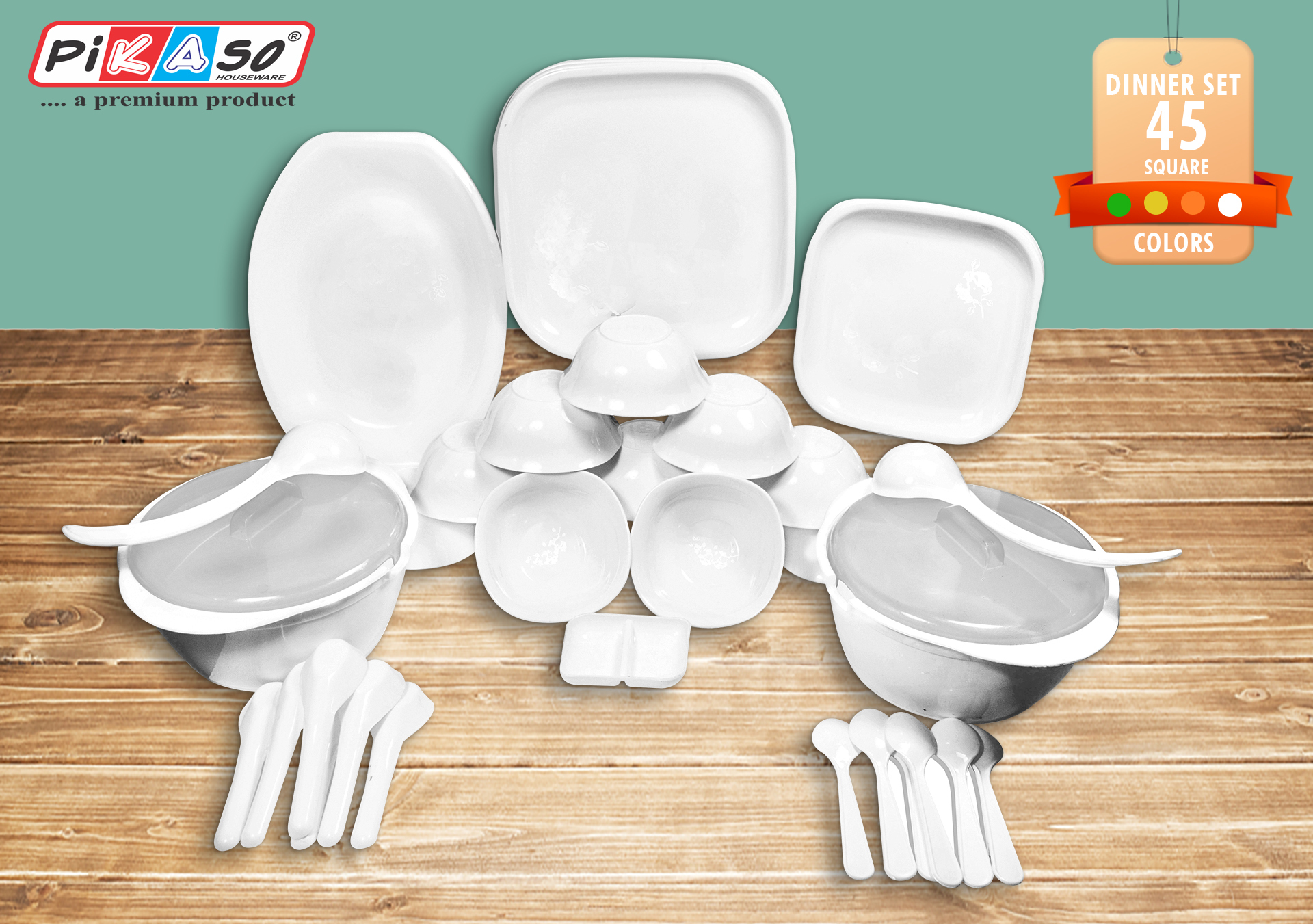 Polypropline Dinner Set 45 Pcs. Square