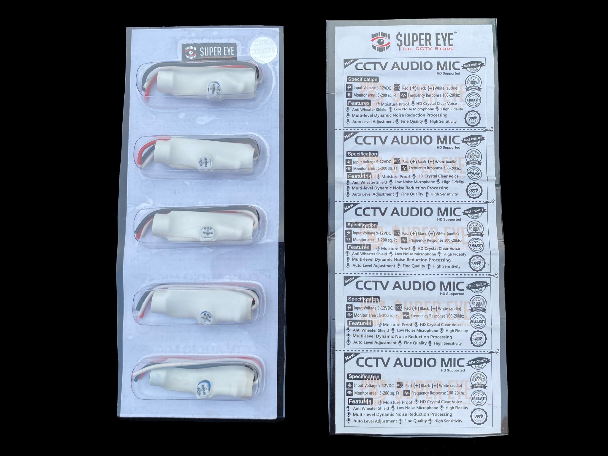 White Cctv Mic Indian No Humming 5set