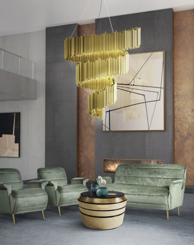 Claire Suspension Chandelier - Brass, 40" Diameter, Dull Gold Matte Finish | Led Light, Decorative For Living Room Or Hallway, European Style