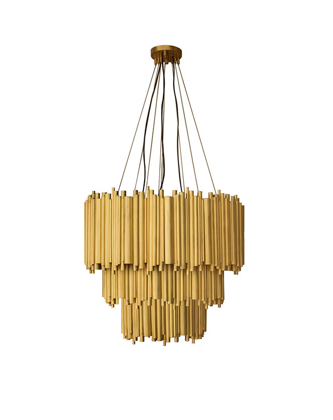 Claire Suspension Chandelier - Brass, 40" Diameter, Dull Gold Matte Finish | Led Light, Decorative For Living Room Or Hallway, European Style