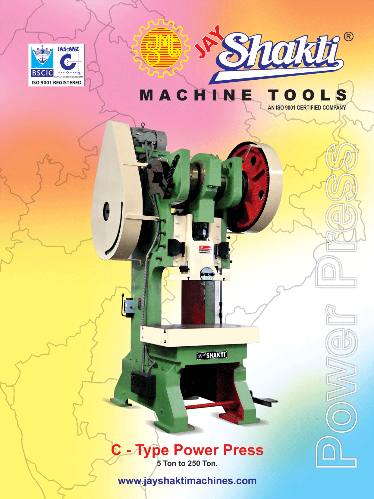 Power Press - 50 Ton C-frame Mechanical Press | Green Ms Sheet Metal, 1 Year Warranty, Auto Mobile Zone Usage, 2550 Kg Weight